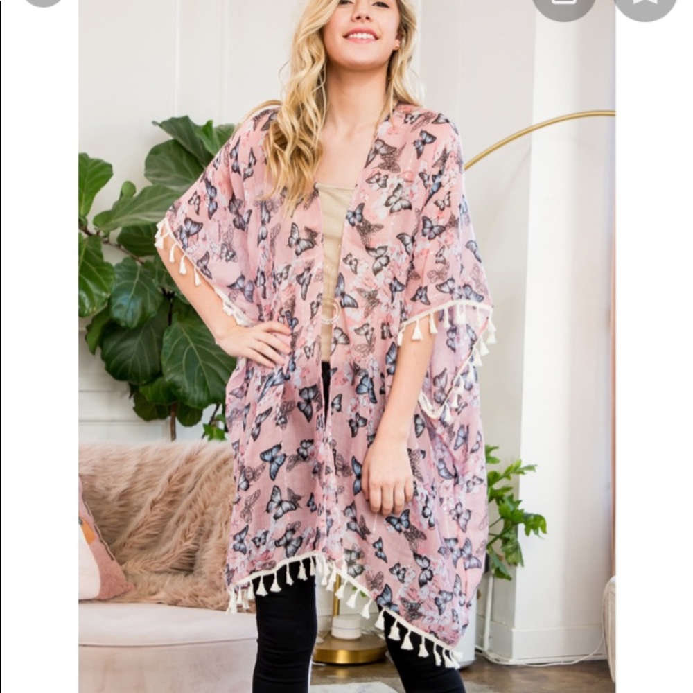 Soft Pink Butterfly Kimono
